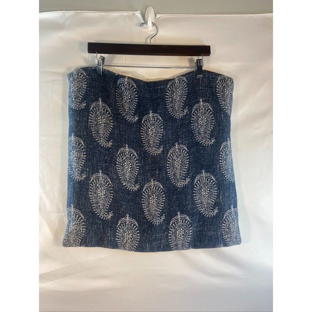 POTTERY BARN PILLOW CASE LINEN COTTON 19" BLUE